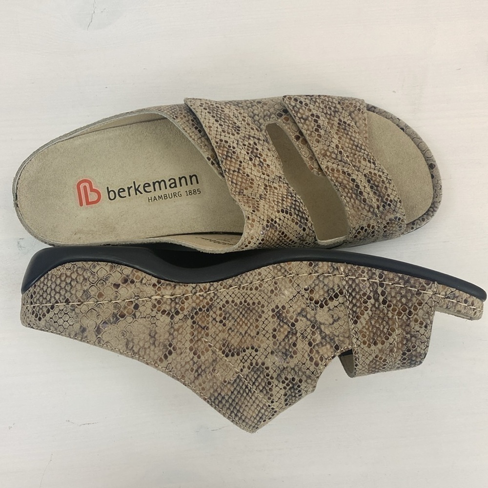 EUC Berkemann Leather Crocodile Sandal Mule